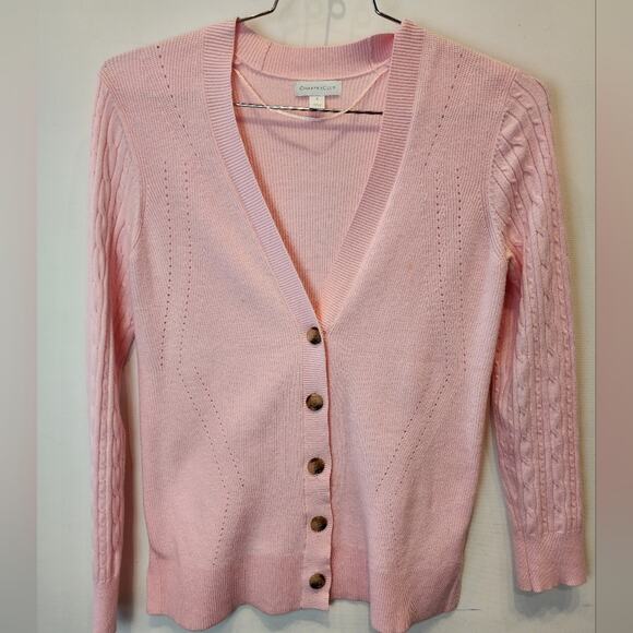Charter Club Pink Long Sleeve Cardigan Sweater Size S - Picture 2 of 7